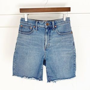 Madewell High Rise Mid Length Denim Shorts In Bonet Wash